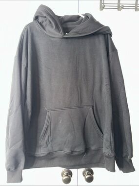 Women’s  Black Pullover Hoodie with Kangaroo Pocket Fleece Lined